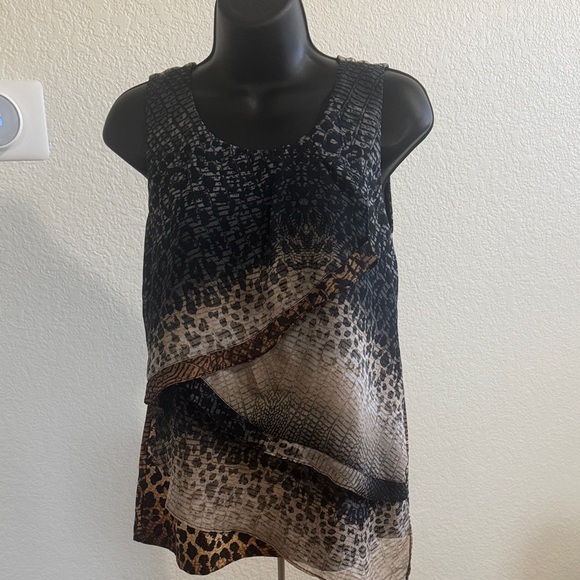 Roz & Ali Tops - ROZ & ALI Animal Print Chiffon Blouse Sleeveless Size S